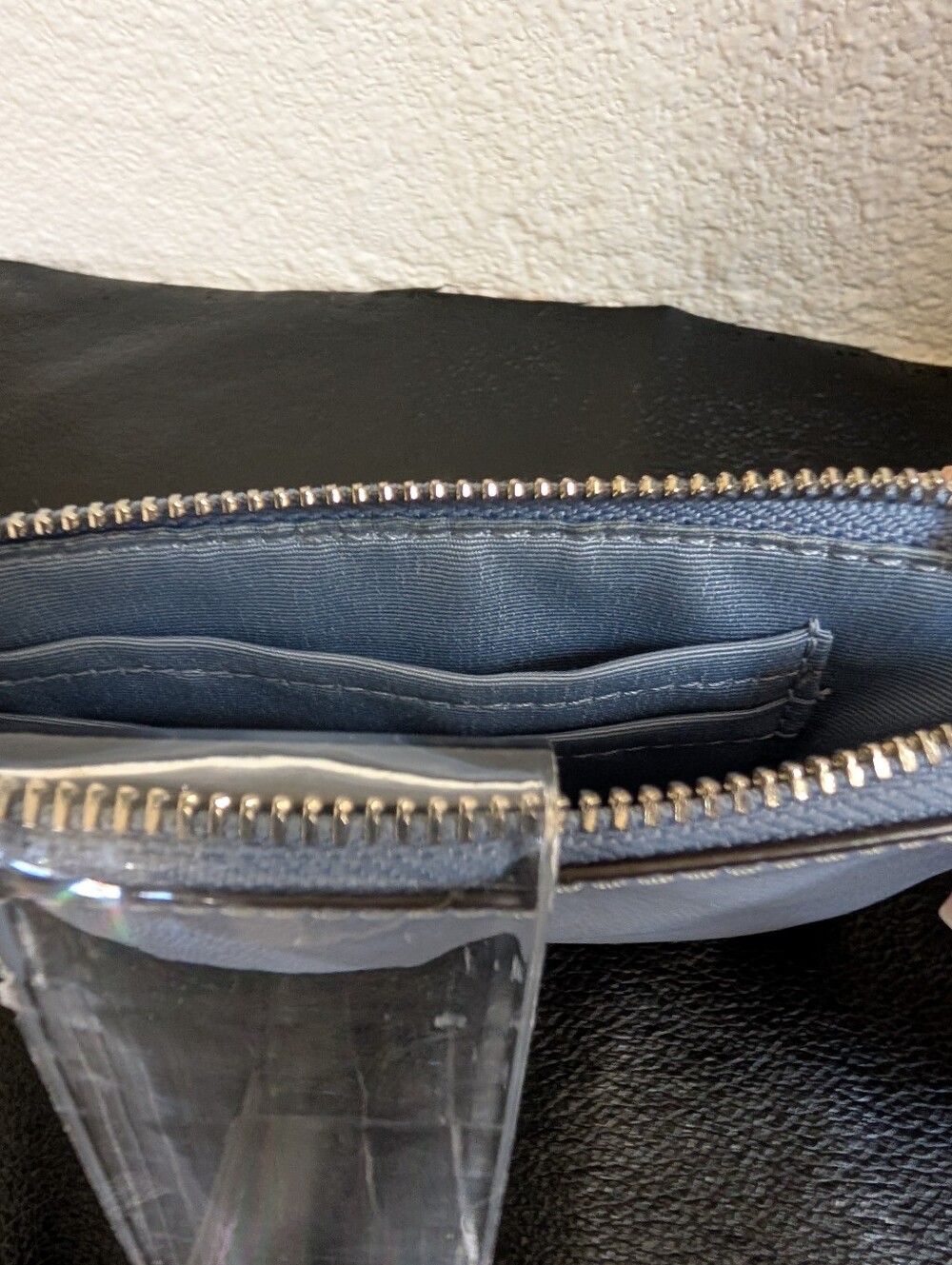 Coach Pale Blue Leather Wristlet with Silver Tone Logo